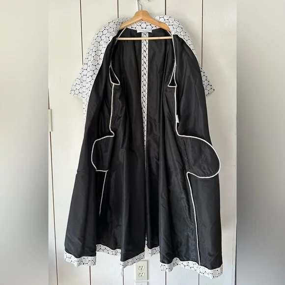 Carolina Herrera Vintage Spring Trench Coat Sz 16 White & Black Italy - Picture 14 of 14